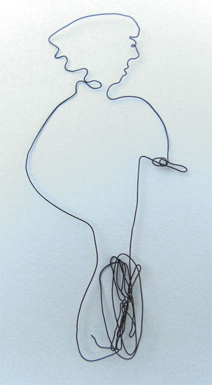 Junge mit Roller 2012, Draht