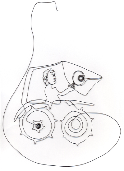 Trecker mit Sitzendem 2004, Draht