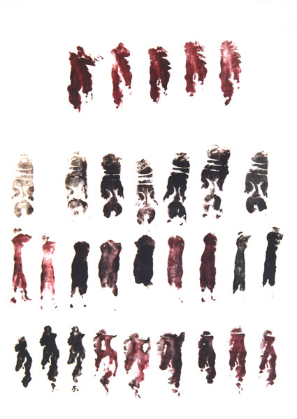 Schweinepfote, 1992, Materialdruck