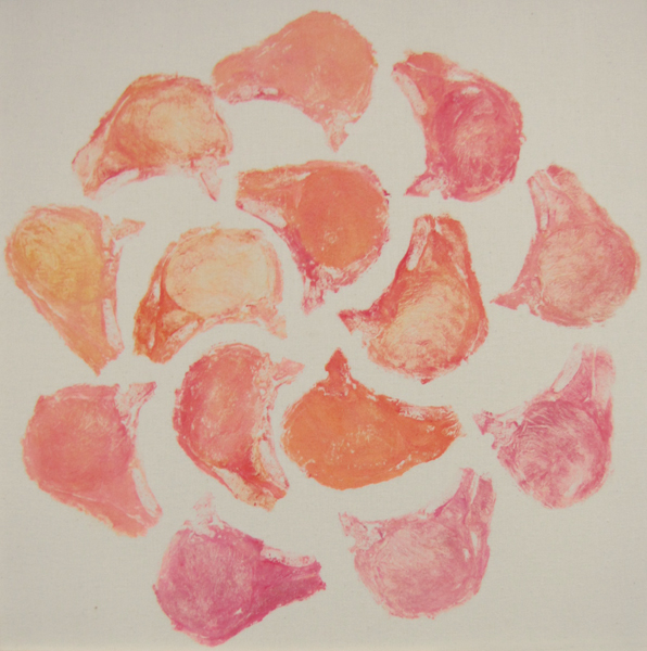 Kotlettrosette, Druck auf Nessel, 2006