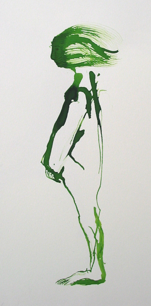 Träumendes Mädchen 2008, 50x70cm grüne Tinte, 50x70cm 