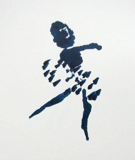 Tänzerin mit Bart, 2011, blaue Tinte, A5