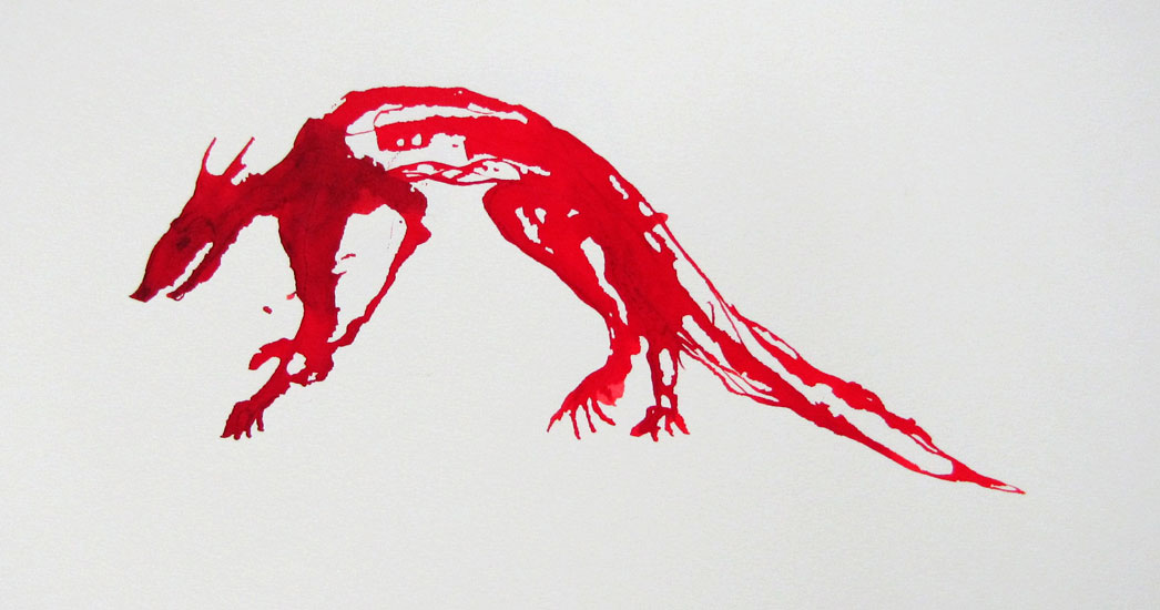 drachen zeichnung 2011 rote Tinte