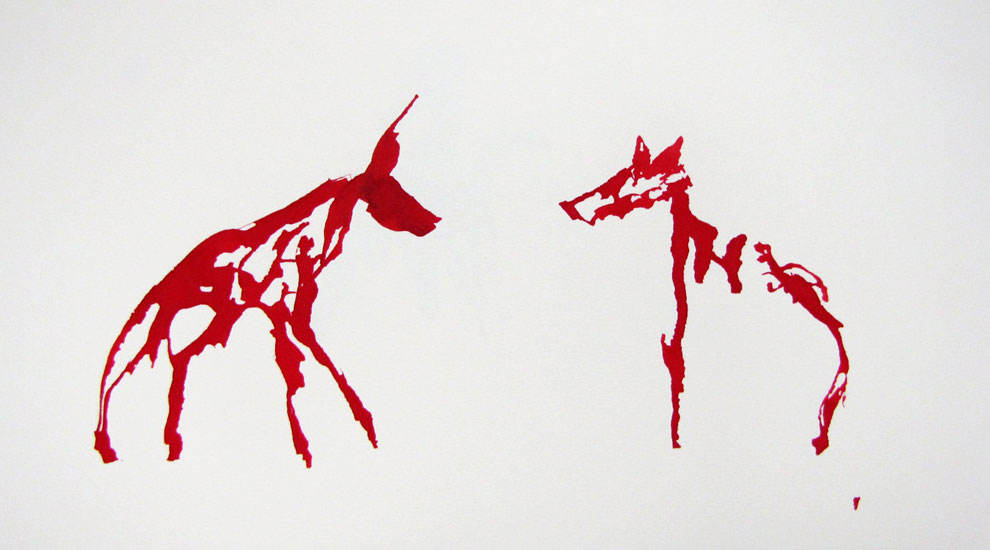  zwei tier zeichnung 2011 rote Tinte